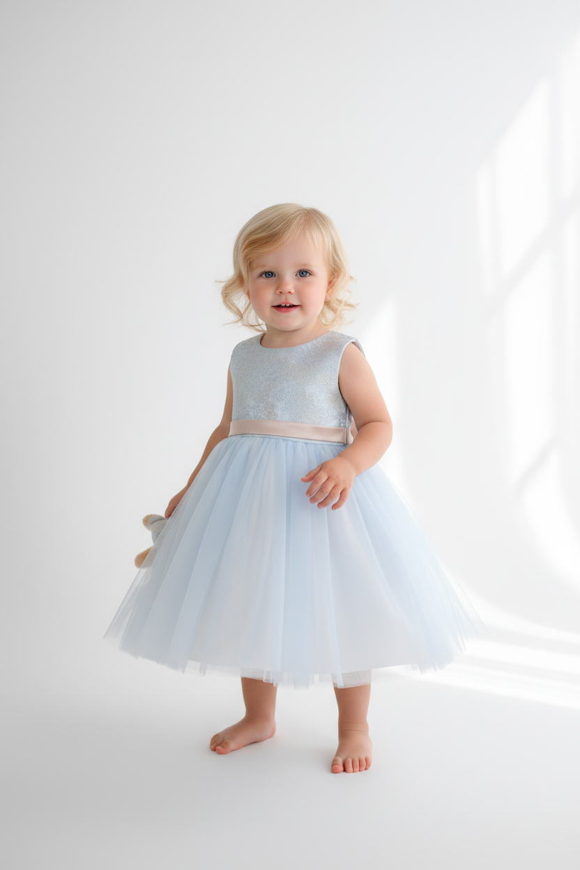 Sky Blue and pink Baby Girl dress
