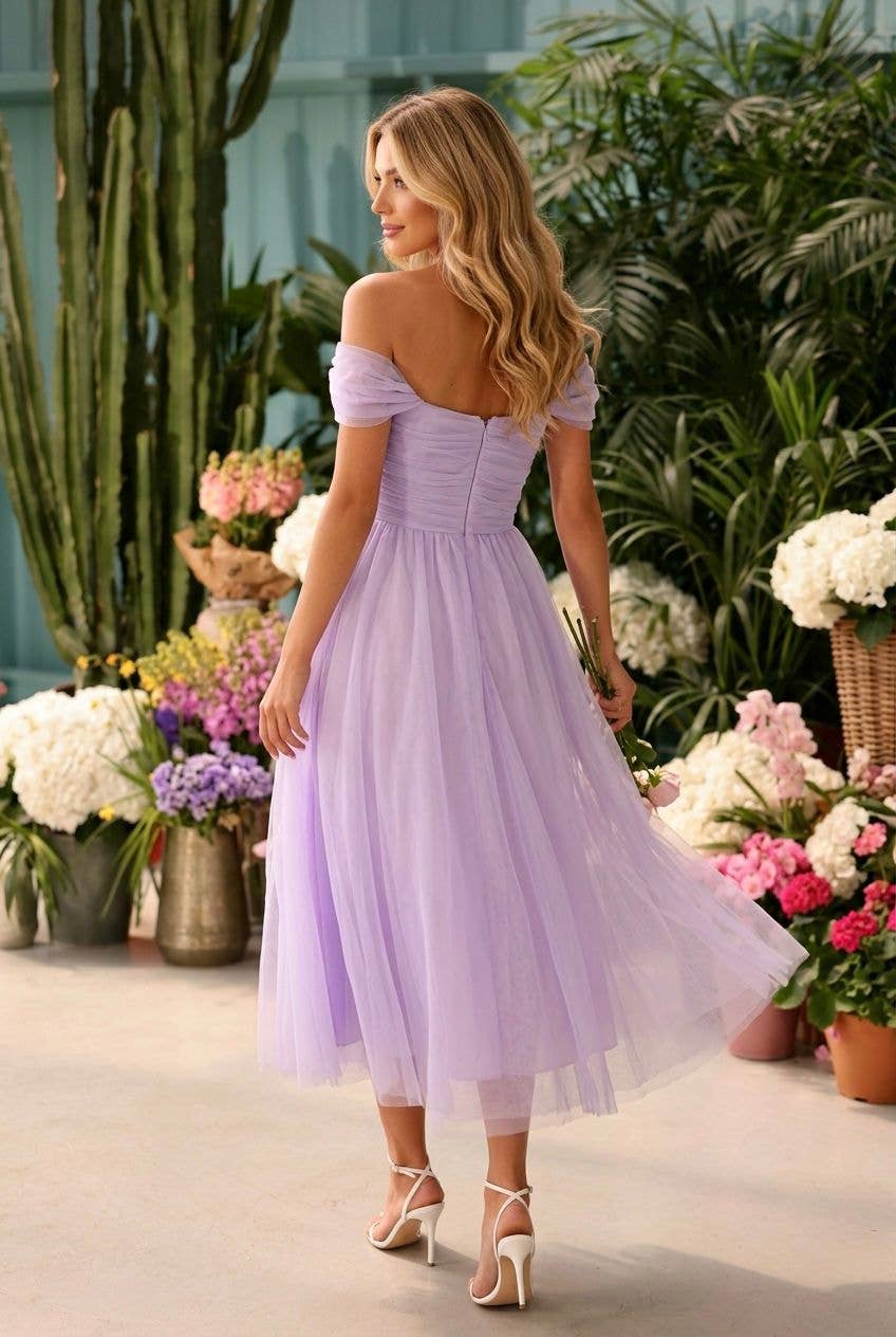 Short Tulle Dress with Draped Shoulders #2