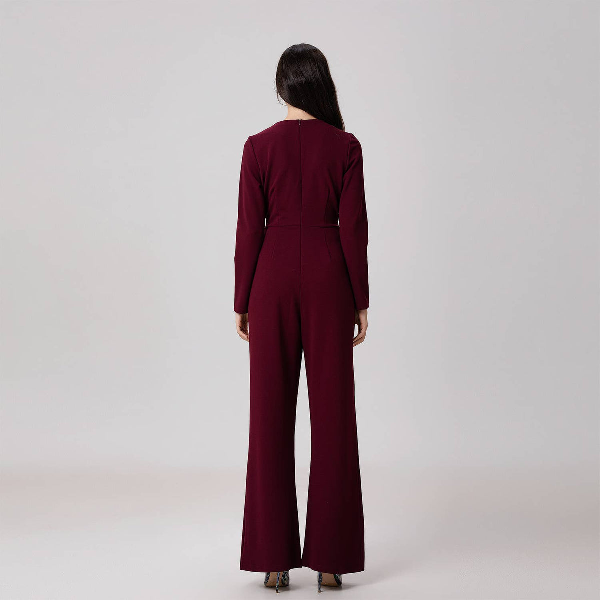 V-neck long jumpsuit