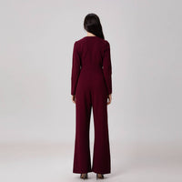 V-neck long jumpsuit
