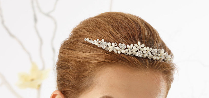 Pearls and Crystal Silver Plated Tiara D33