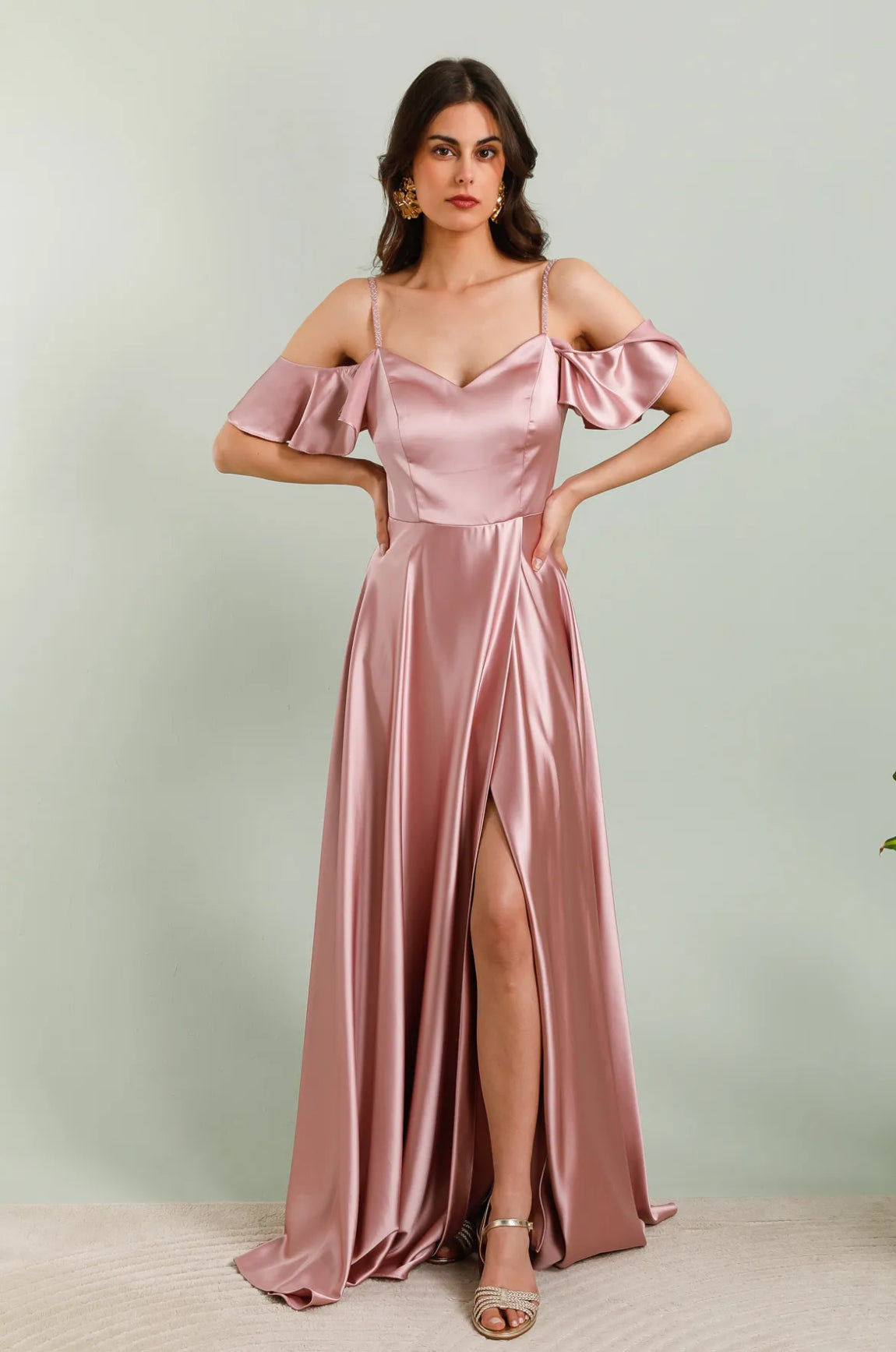 Silky Satin Off The Shoulder Bridesmaid dress