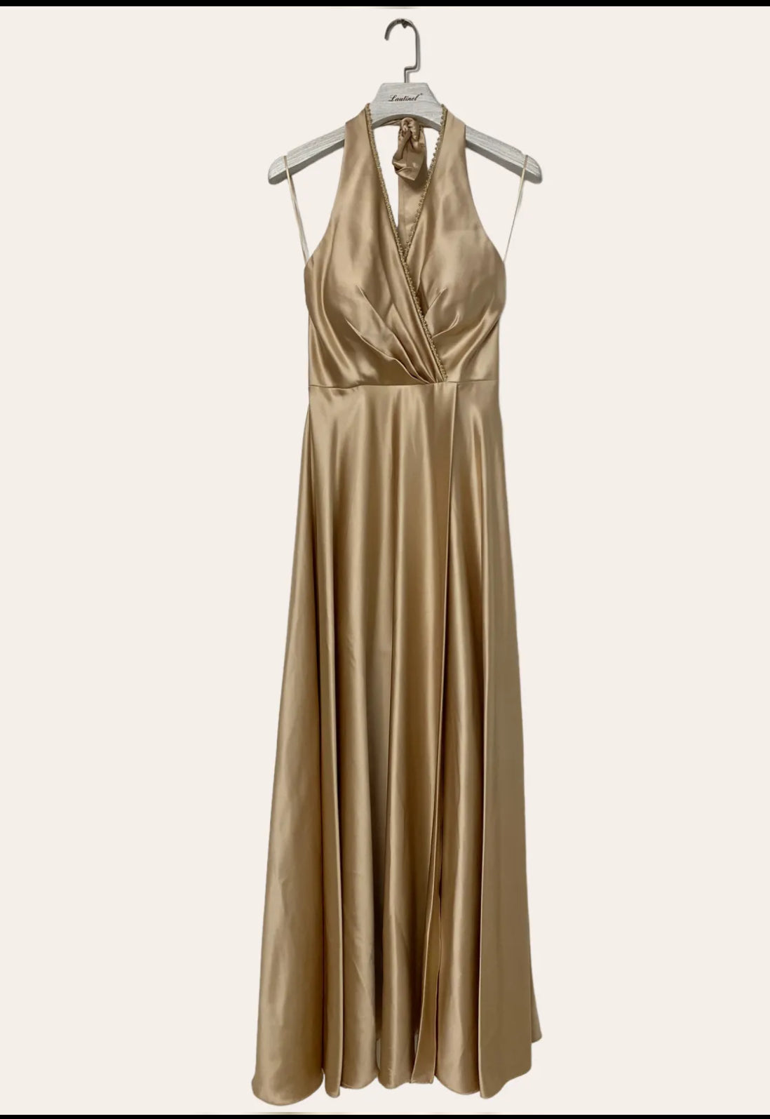 Satin tie-neck Bridesmaid dress