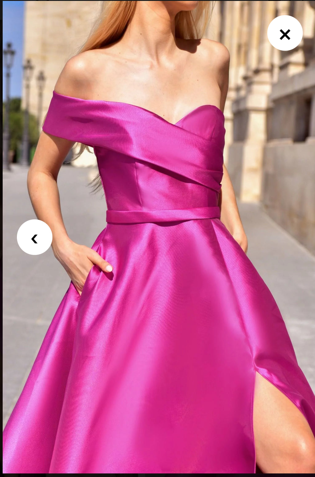 Fuchsia One shoulder Ball Gown