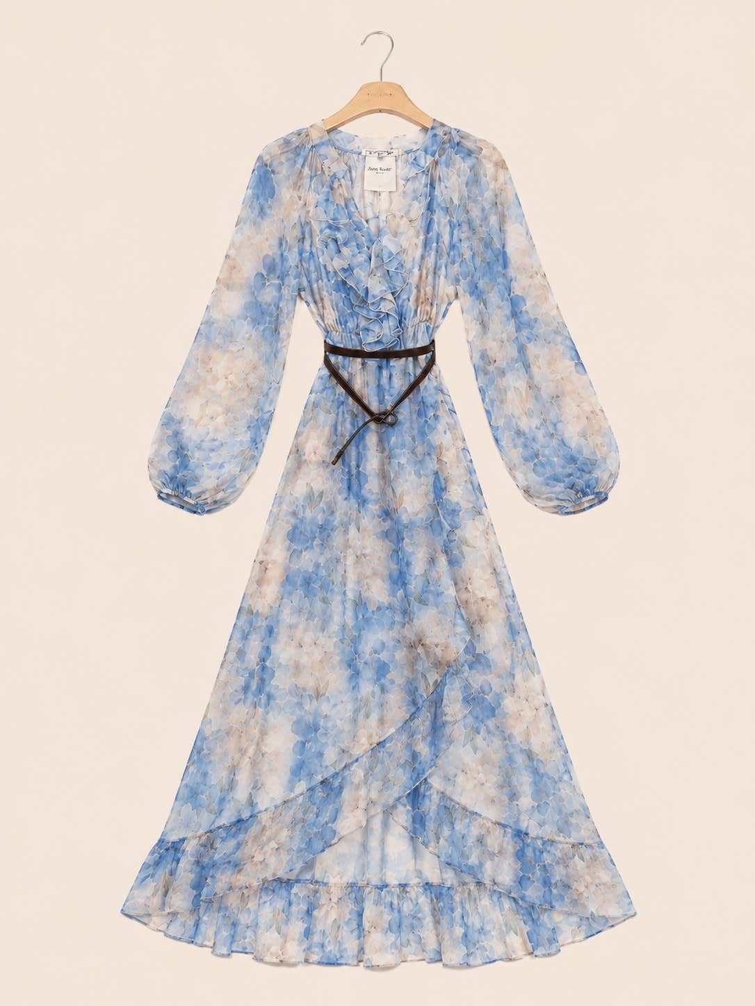 Boho Chic Long Floral Flowing Dress with Belt