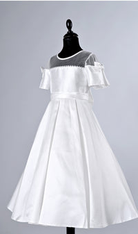 Shiny  satin   flower girl Bow dresses