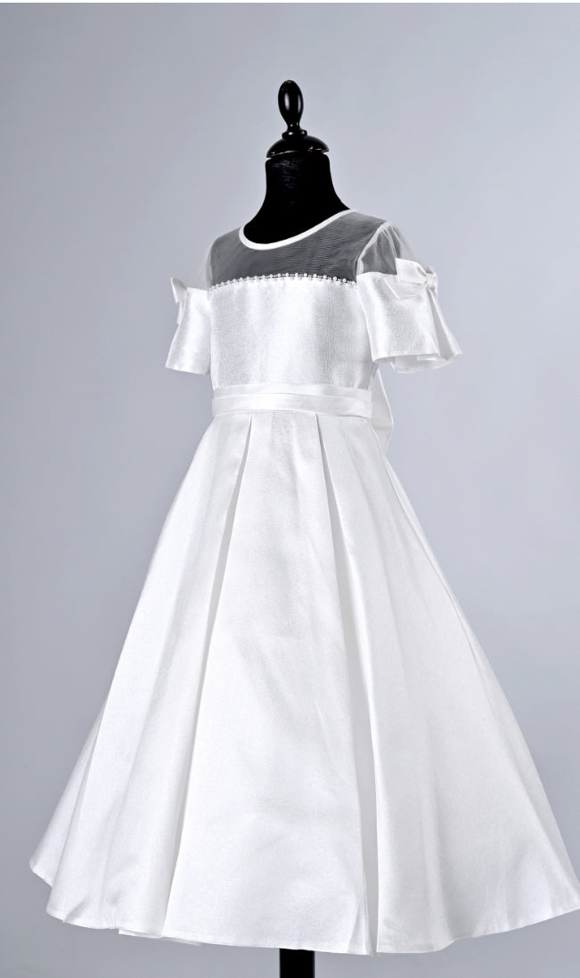 Shiny  satin   flower girl Bow dresses