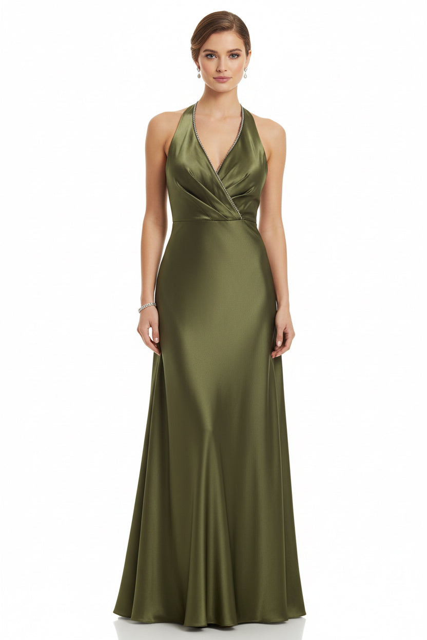 Satin tie-neck Bridesmaid dress
