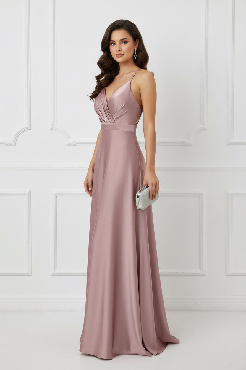 Silky Satin Spaghetti straps Evening dress