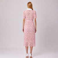Buttoned dress in sheer lace