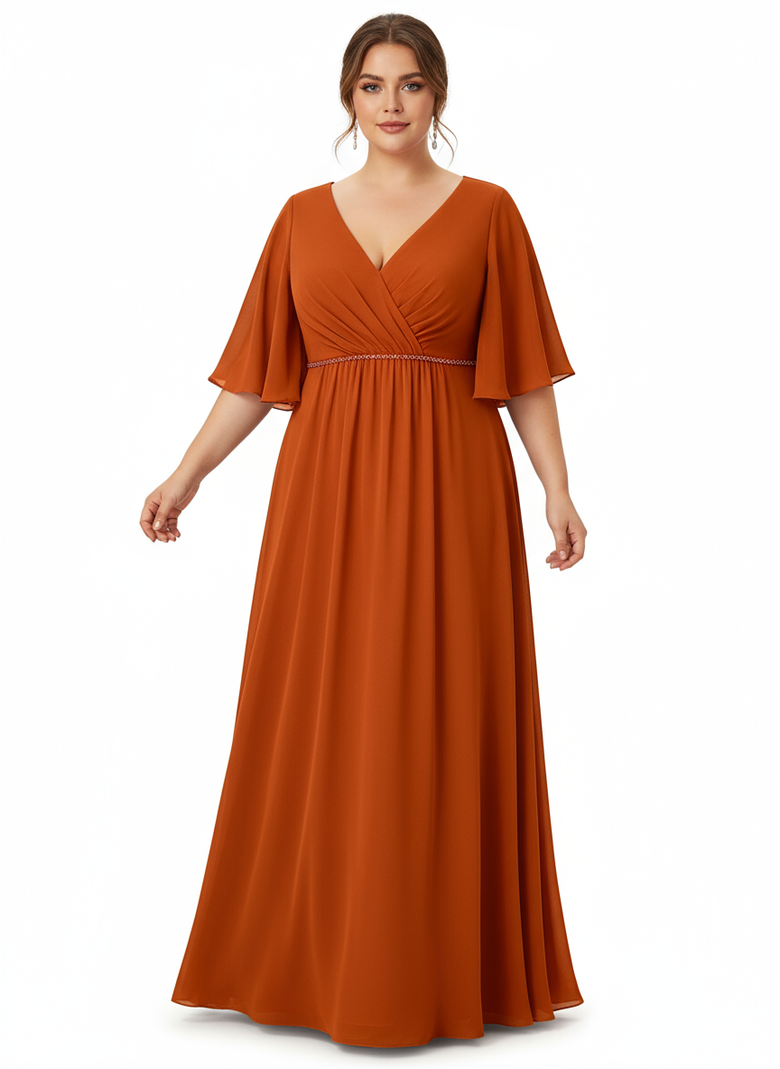 Over size Imperial cut long sleeve bridesmaid dress