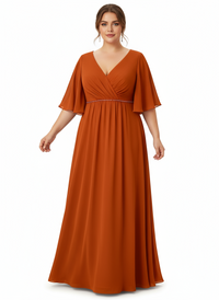 Over size Imperial cut long sleeve bridesmaid dress
