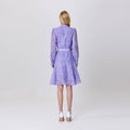 Short dress with long sleeves, in organza and lace
