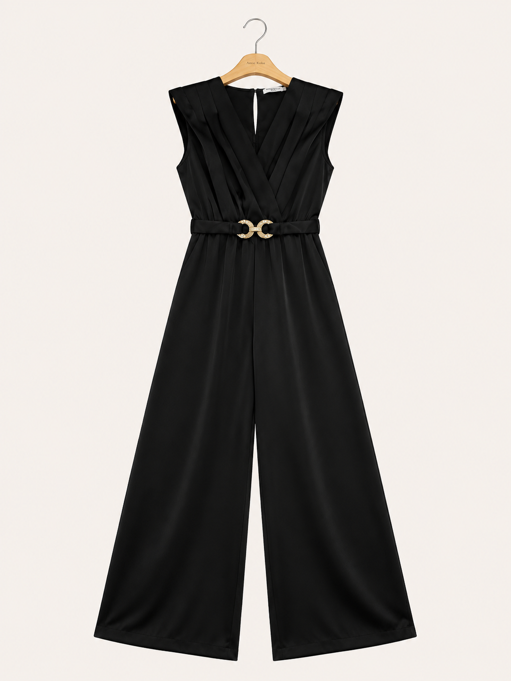 Elegant flowing jumpsuit with belt