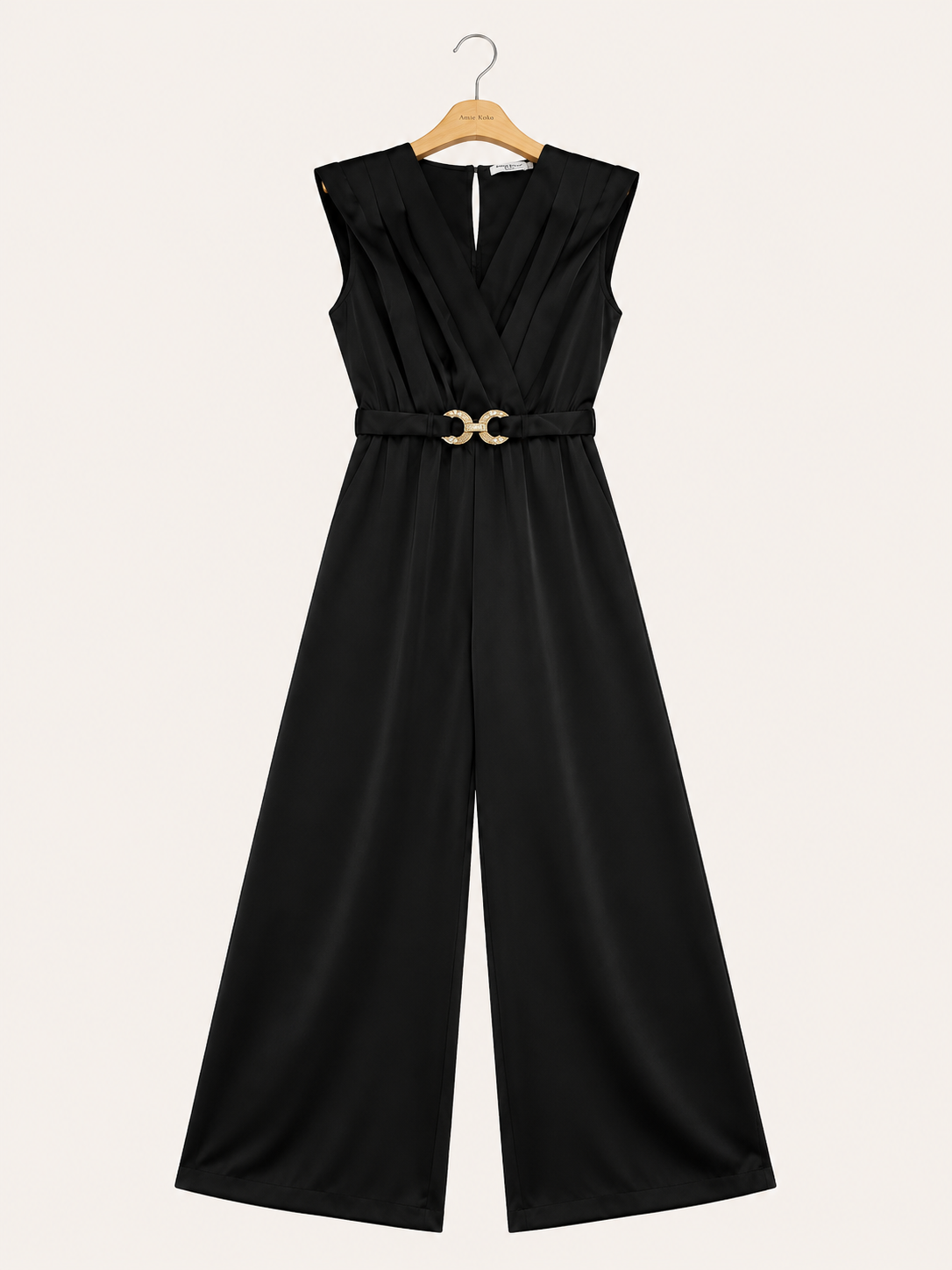 Elegant flowing jumpsuit with belt