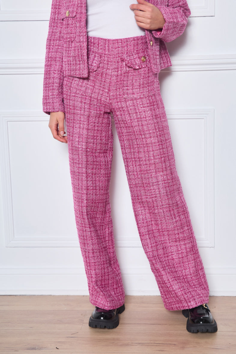 Tweed Pants with Decorative Buttons