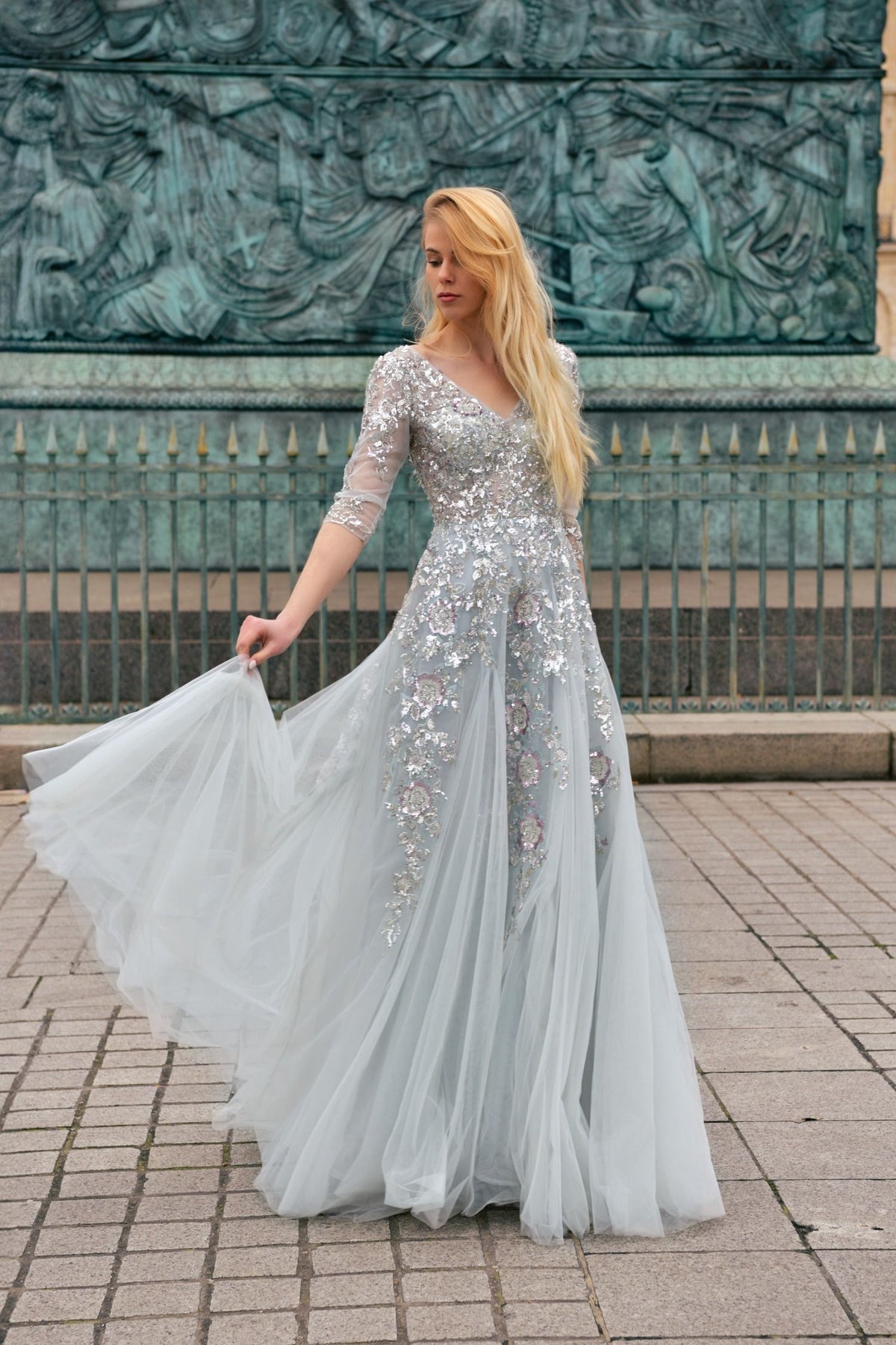 Fully Beaded Mother of the wedding dress