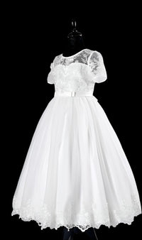 Embroidered Short sleeve First Holy communion dress