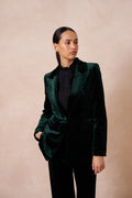 One button Velvet Fitted Blazer