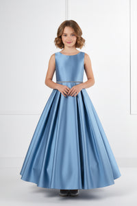 Mid Calf, Blue Flower Girl dress