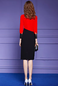 Red and black straight dress