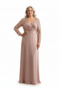 V-Neck, 3/4 Sleeve evening dress