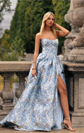 Long dress crafted in luxurious embroidered satin