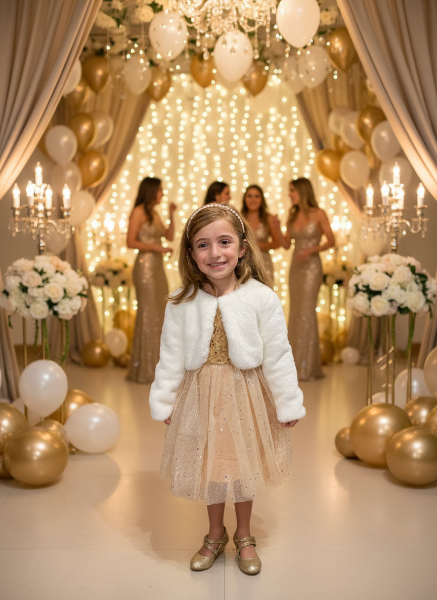 Girls Fur Jacket Ivory
