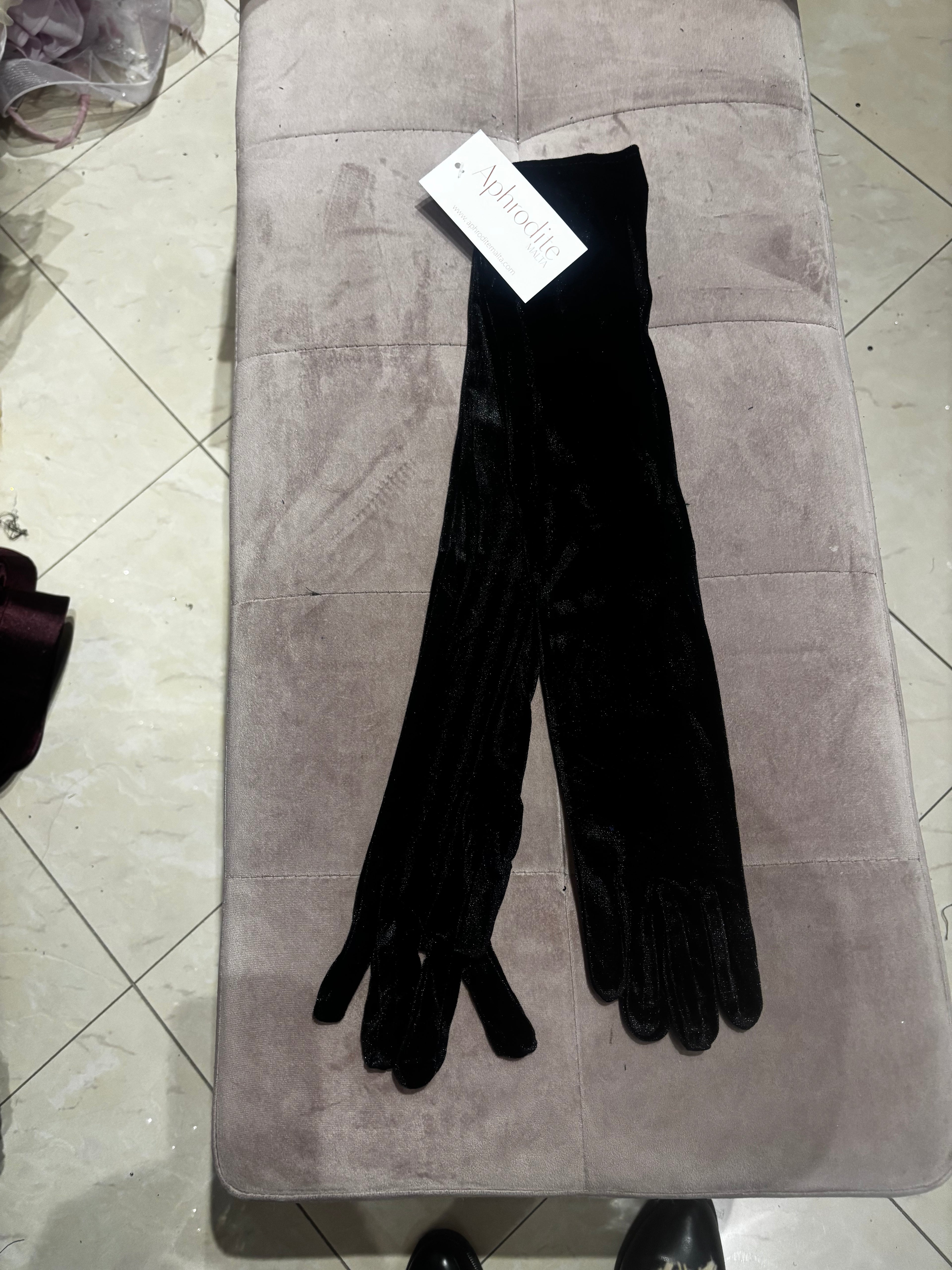 Black Velvet Long Gloves