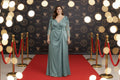 Big Size Celadon Green Satin Dress