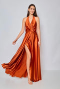 Satin tie-neck Bridesmaid dress