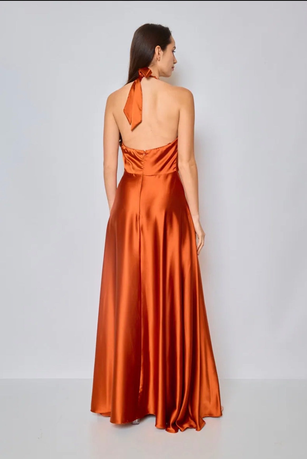 Satin tie-neck Bridesmaid dress