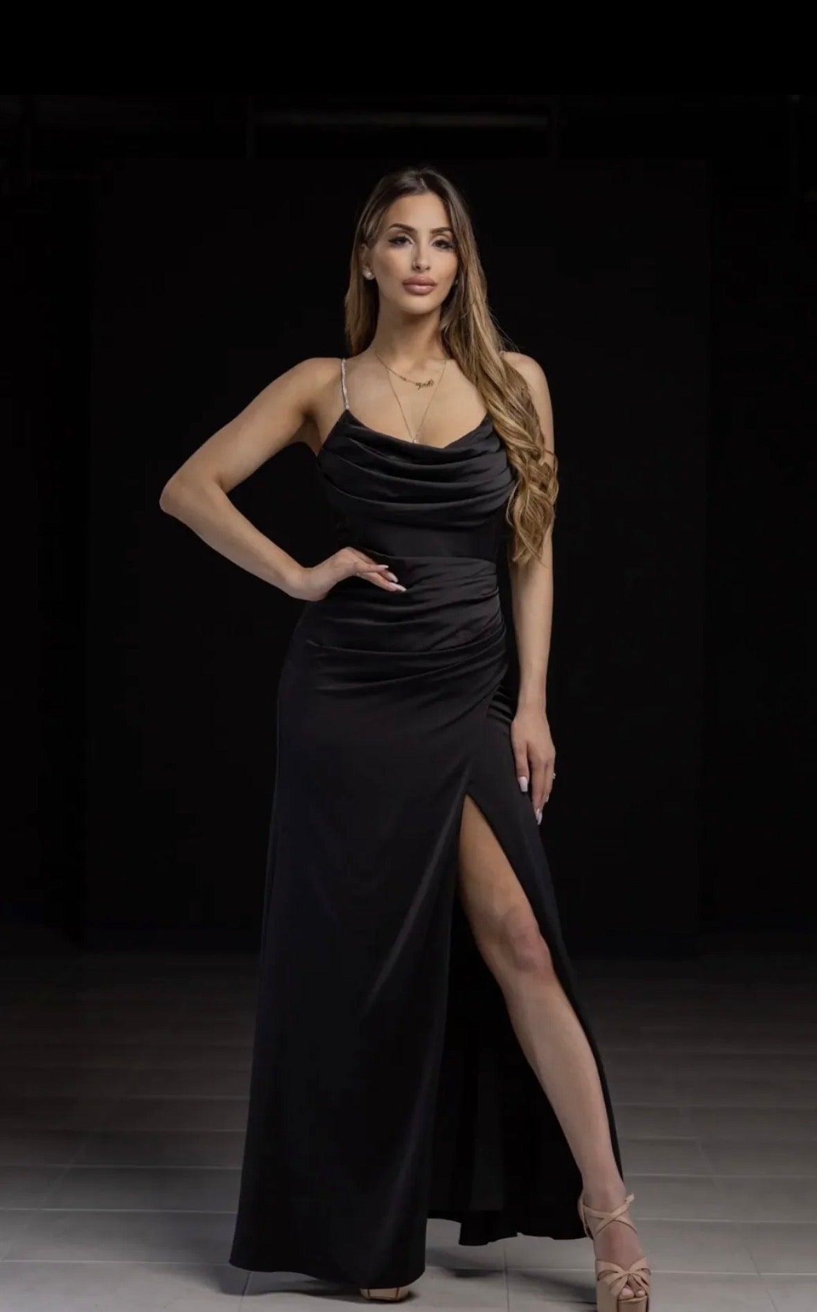Light Chocolate Brown Satin Dress