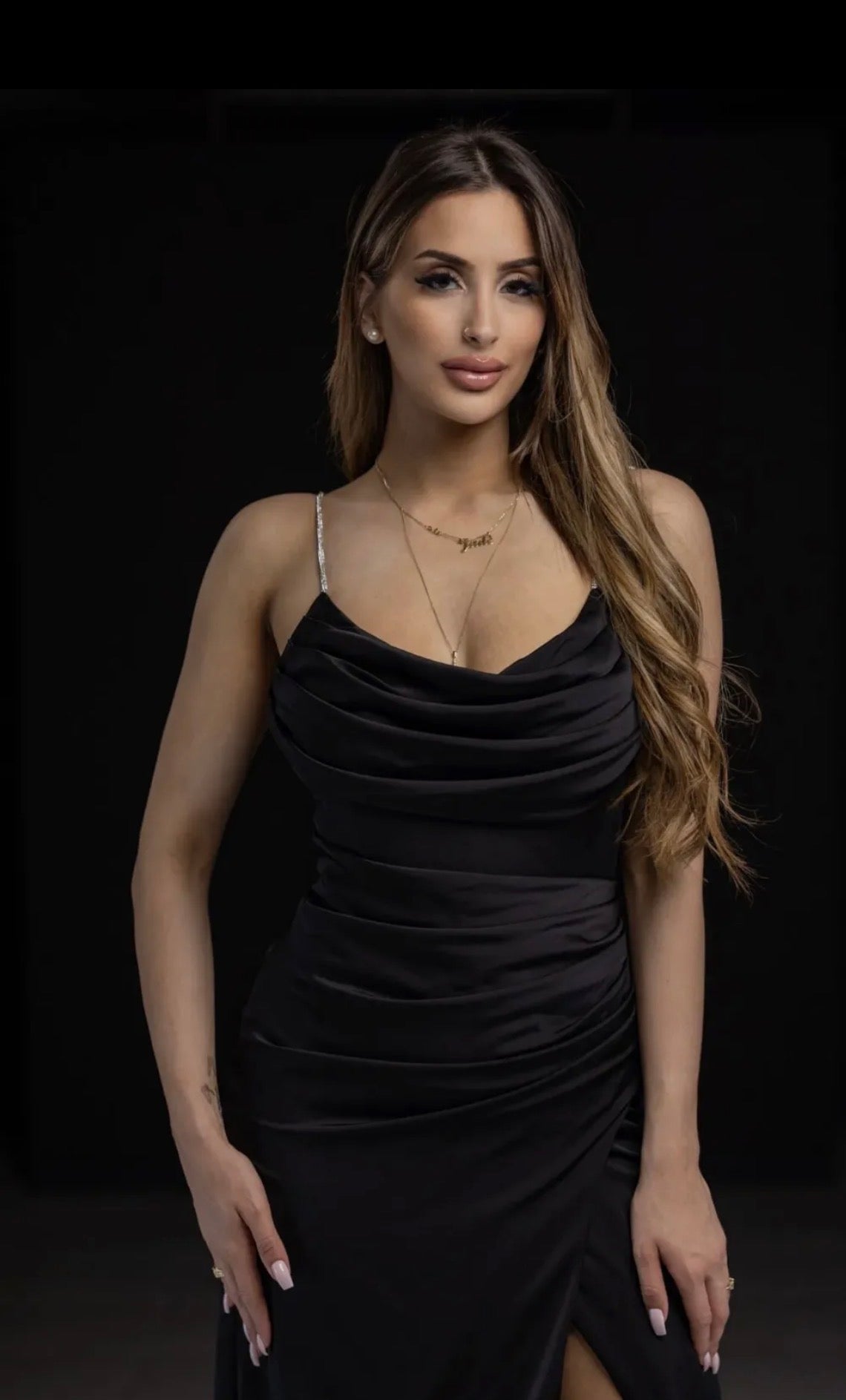 Light Chocolate Brown Satin Dress