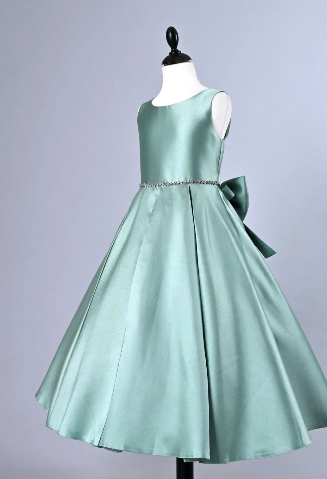 Mid Calf, Blue Flower Girl dress