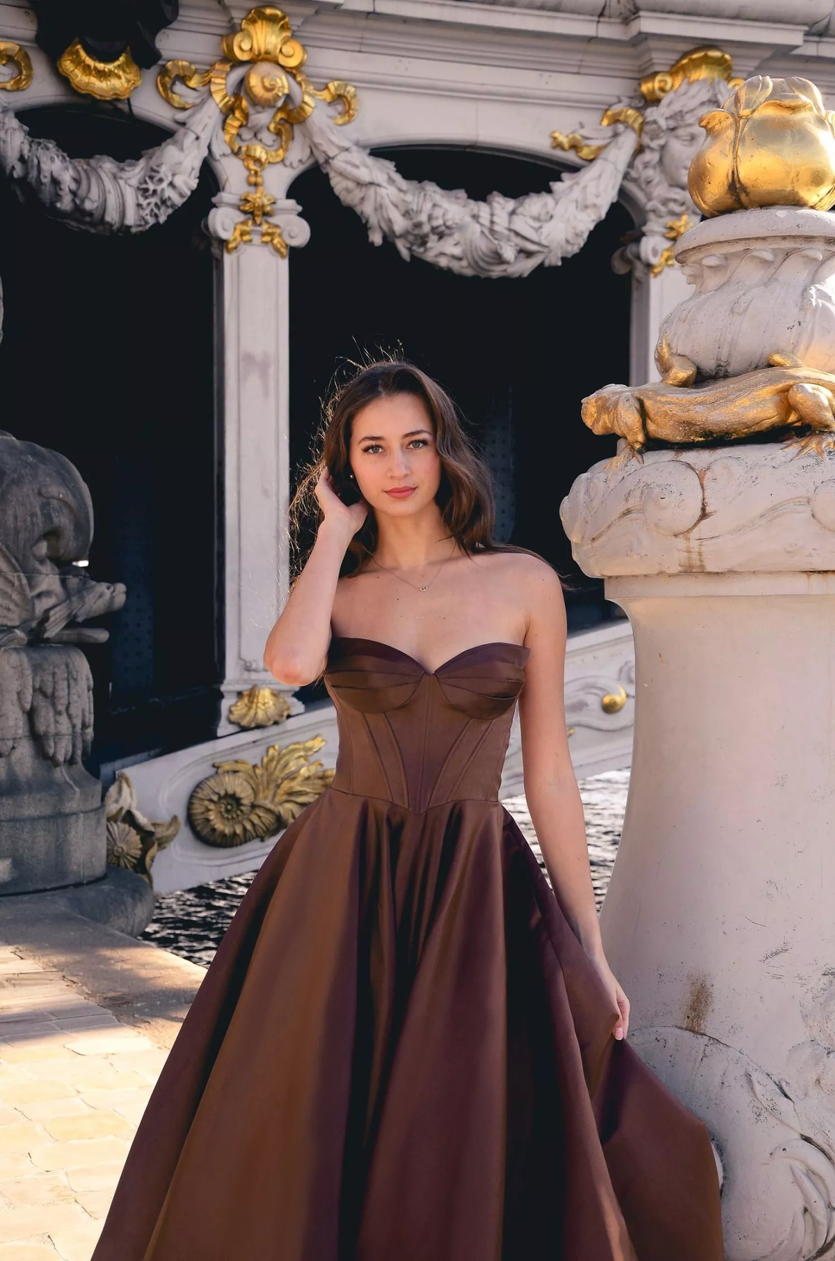 Sweetheart neckline floor length full skirt ball gown
