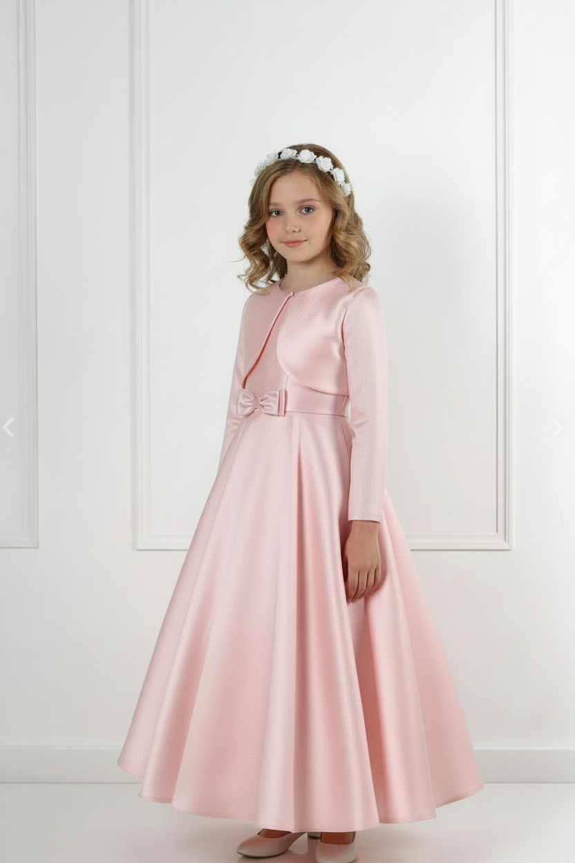 Satin Aline dress with bolero