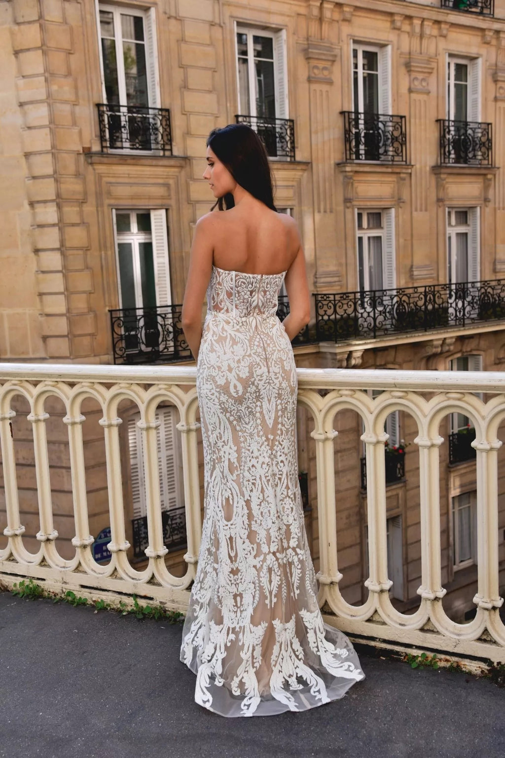Embroidered  dress with corset style bodice