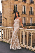 Embroidered  dress with corset style bodice