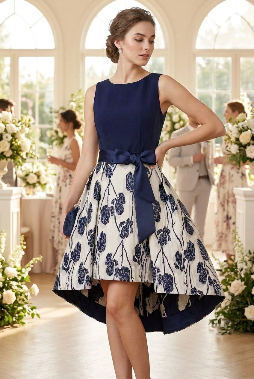 Skater dress in floral jacquard