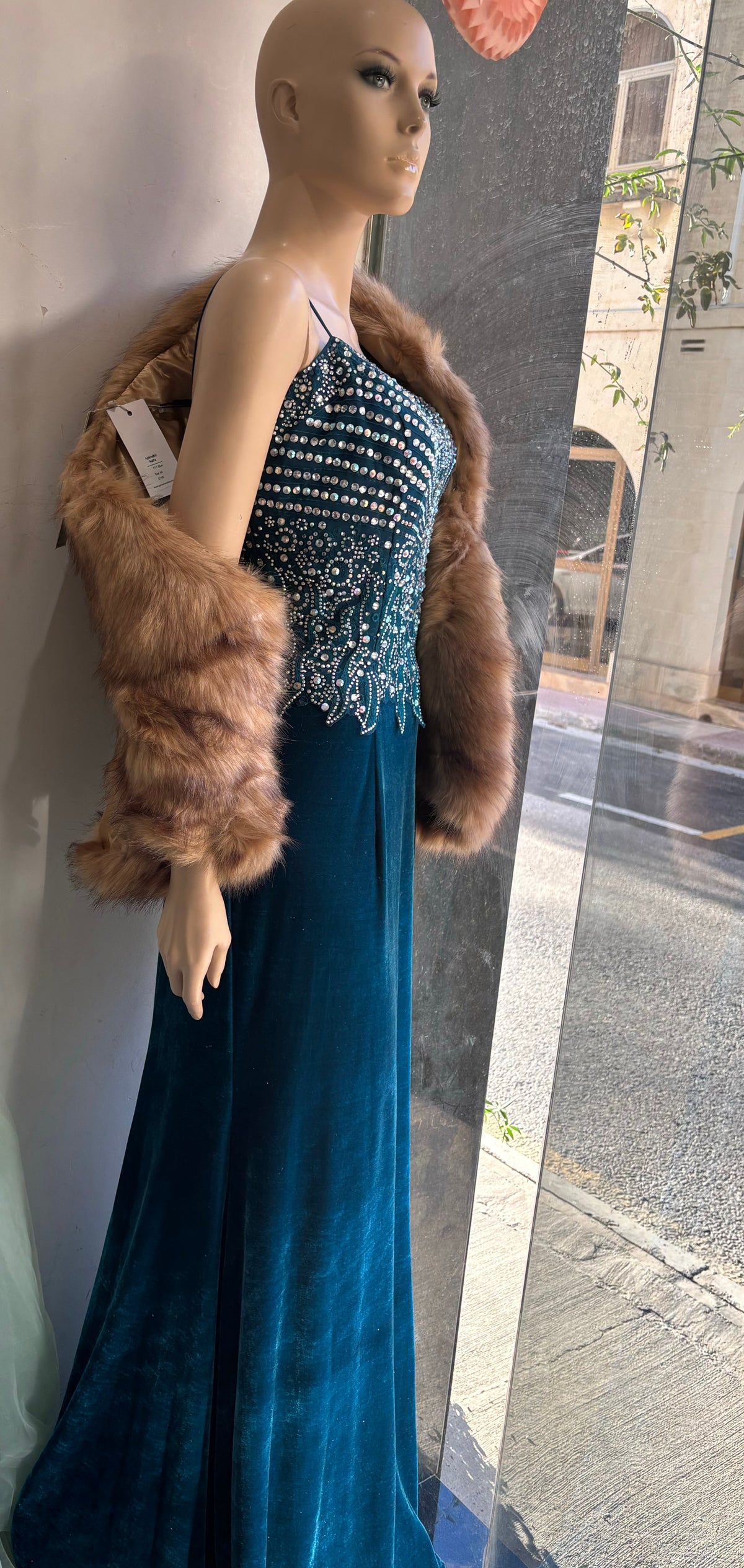 Peacock Blue Velvet dress