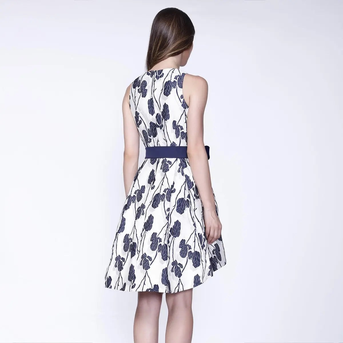 Skater dress in floral jacquard