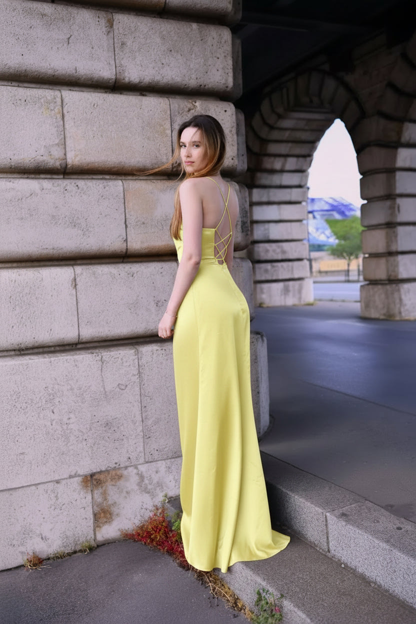Luxurious satin evening gown