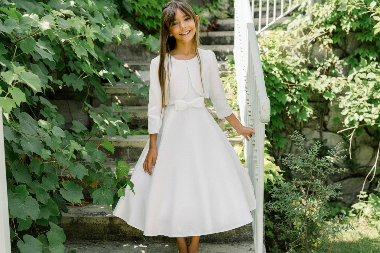 Satin Aline dress with bolero