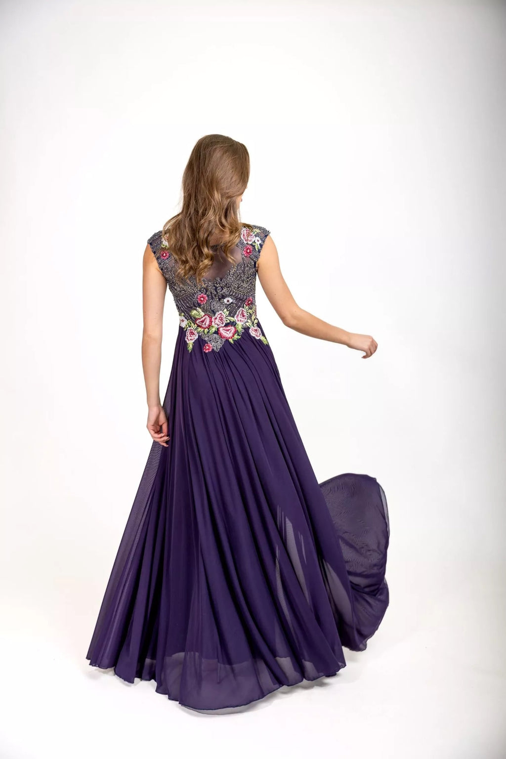 Hand-placed embroidered beaded flowers Elegance Evening dress