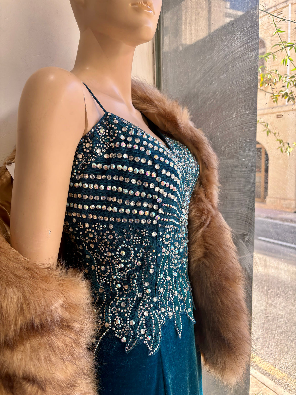 Peacock Blue Velvet dress