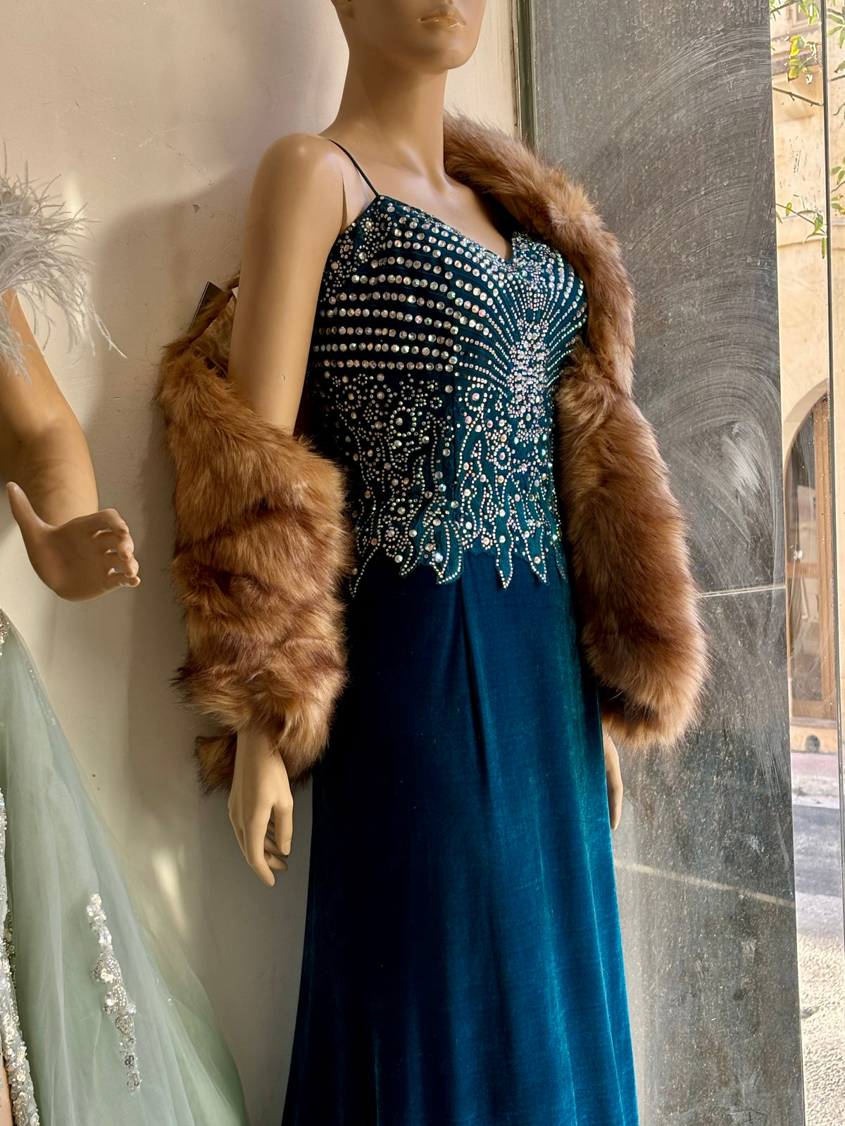 Peacock Blue Velvet dress