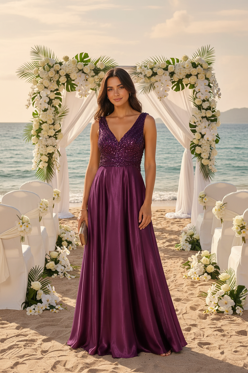 Violet V neck, Big Sizes  evening dress