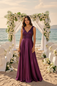 Violet V neck, Big Sizes  evening dress