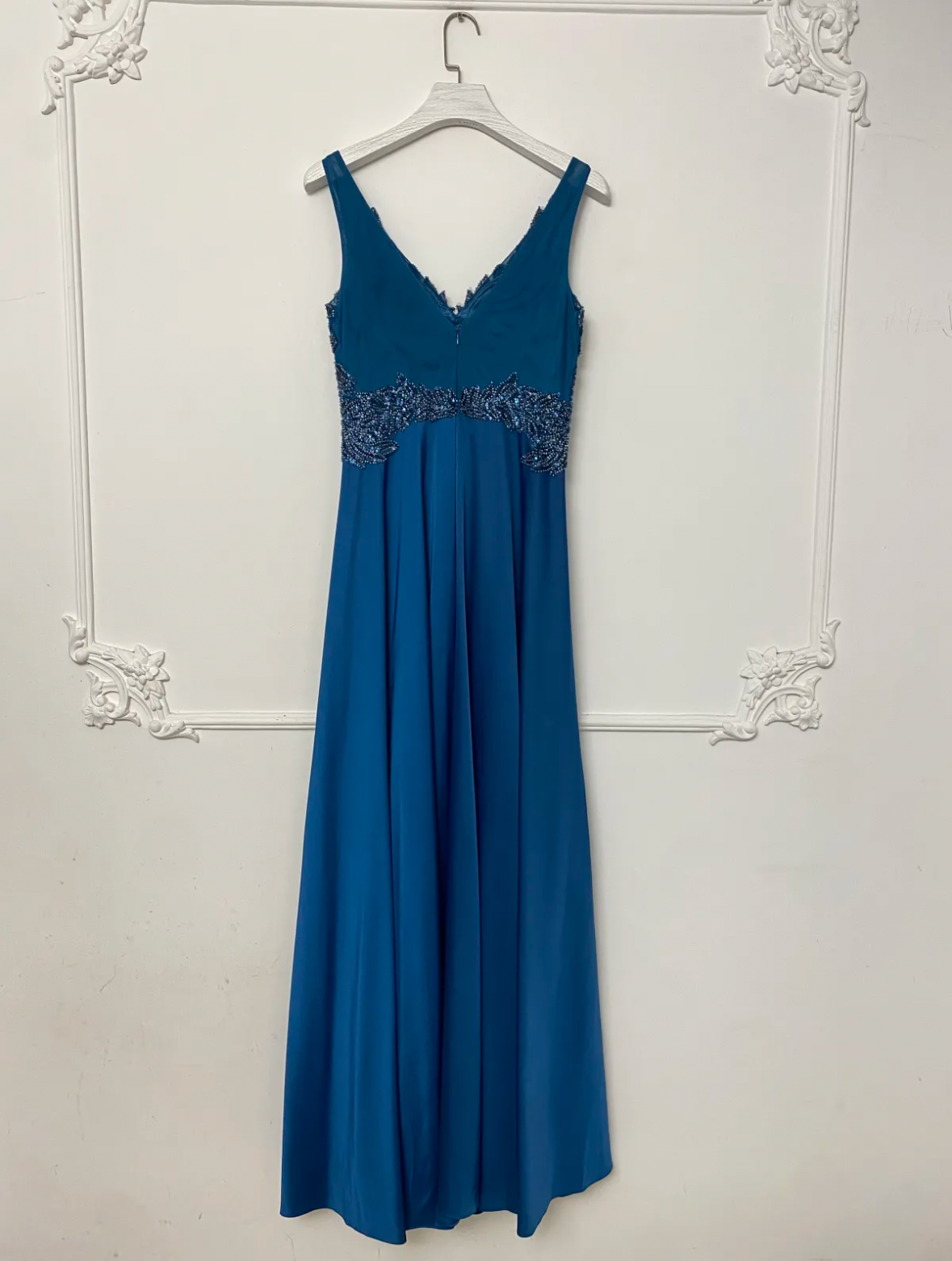 Elegant beaded bodice Satin Dress dress